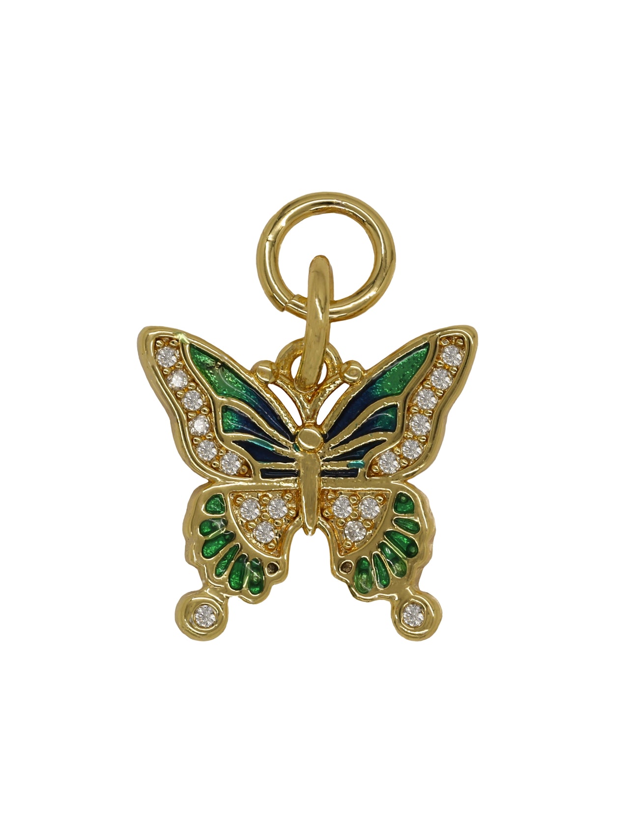 Gold Green Butterfly Charm