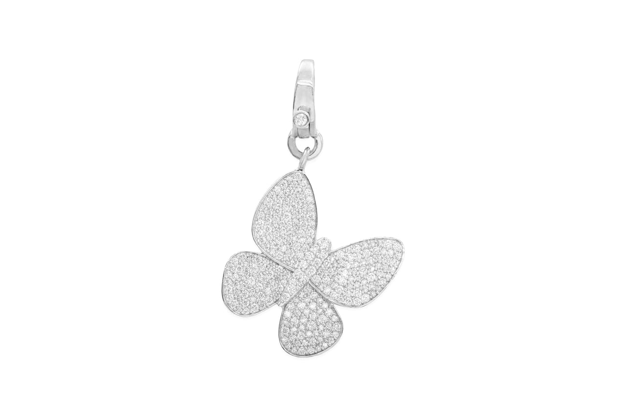 14k White Gold Diamond Large Butterfly Lobster Clasp Charm