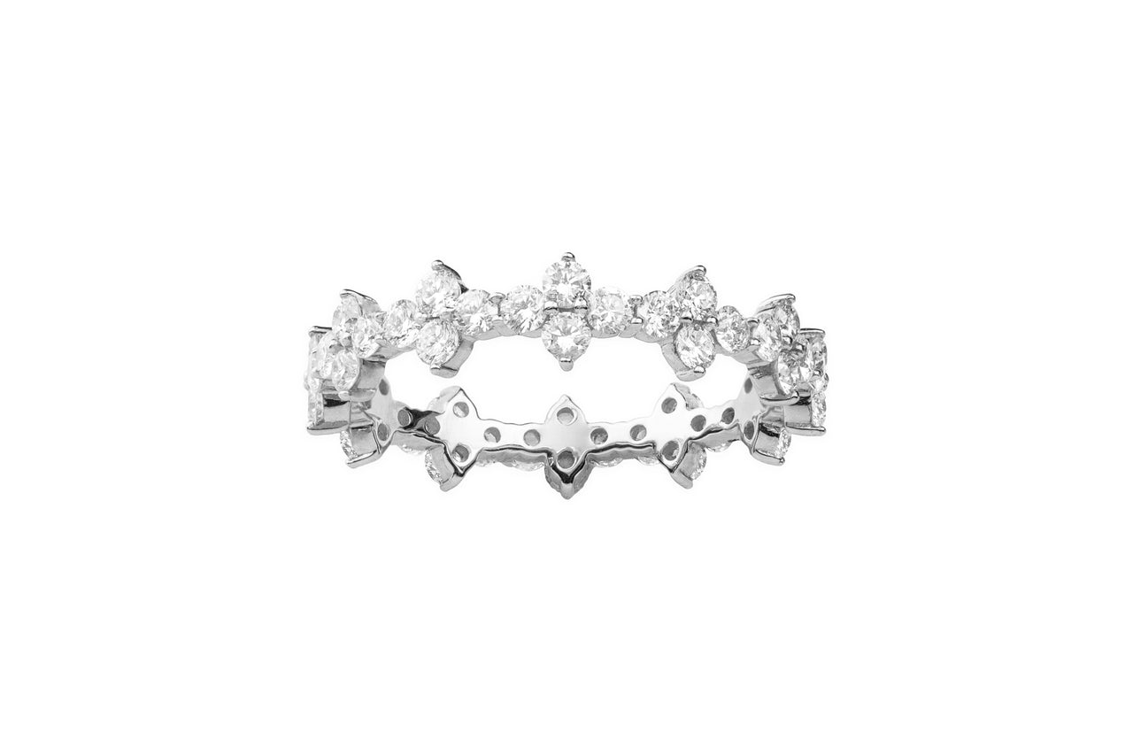 14k White Gold Diamond Triangle Cluster Ring