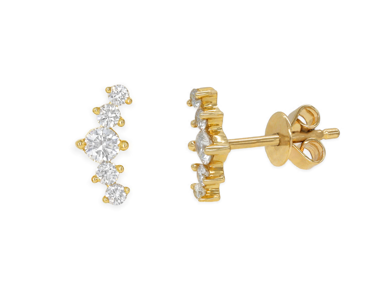 14k Yellow Gold Diamond Crawler Earrings