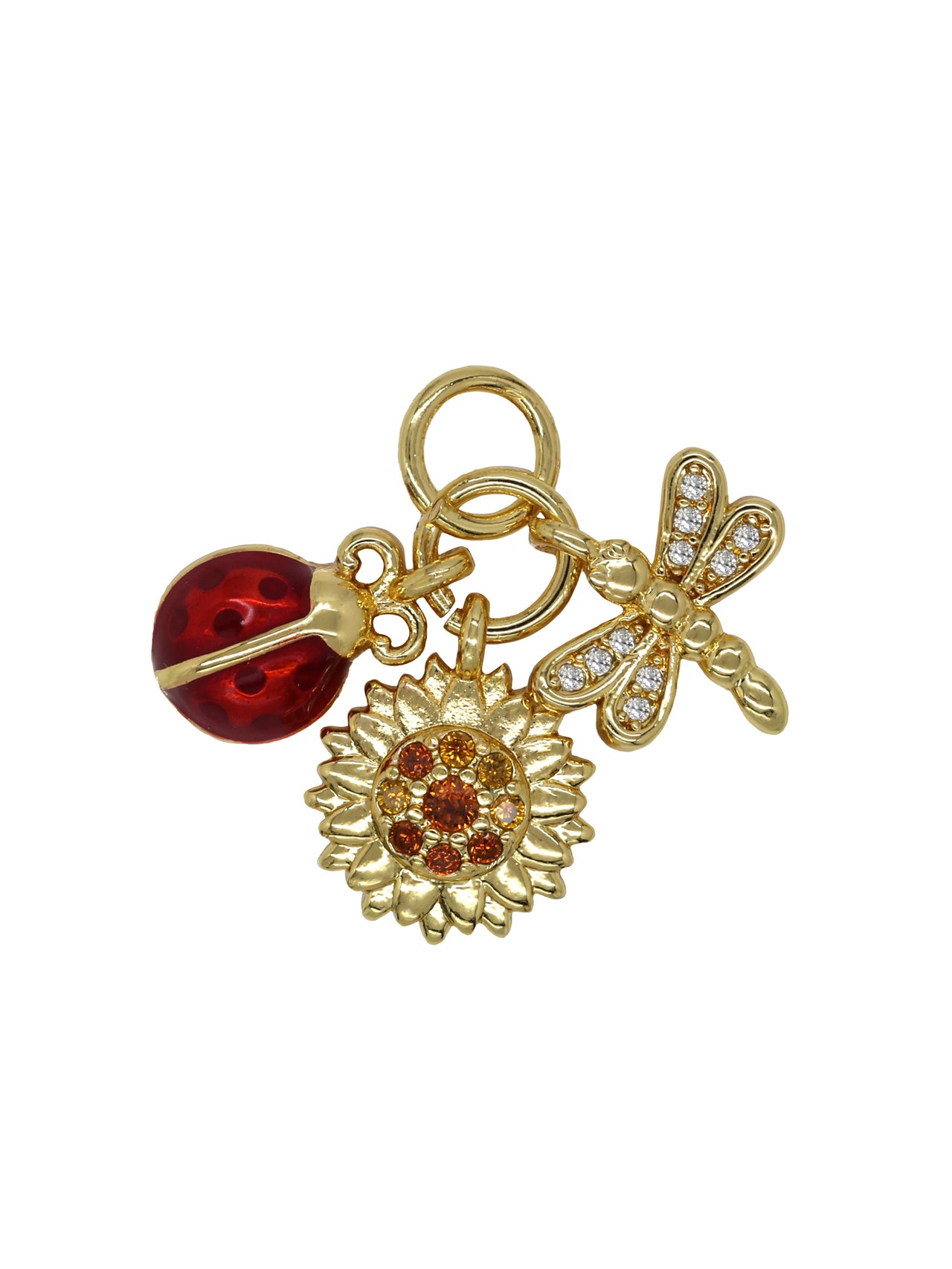 Gold Ladybug & Dragonfly Trio Charm