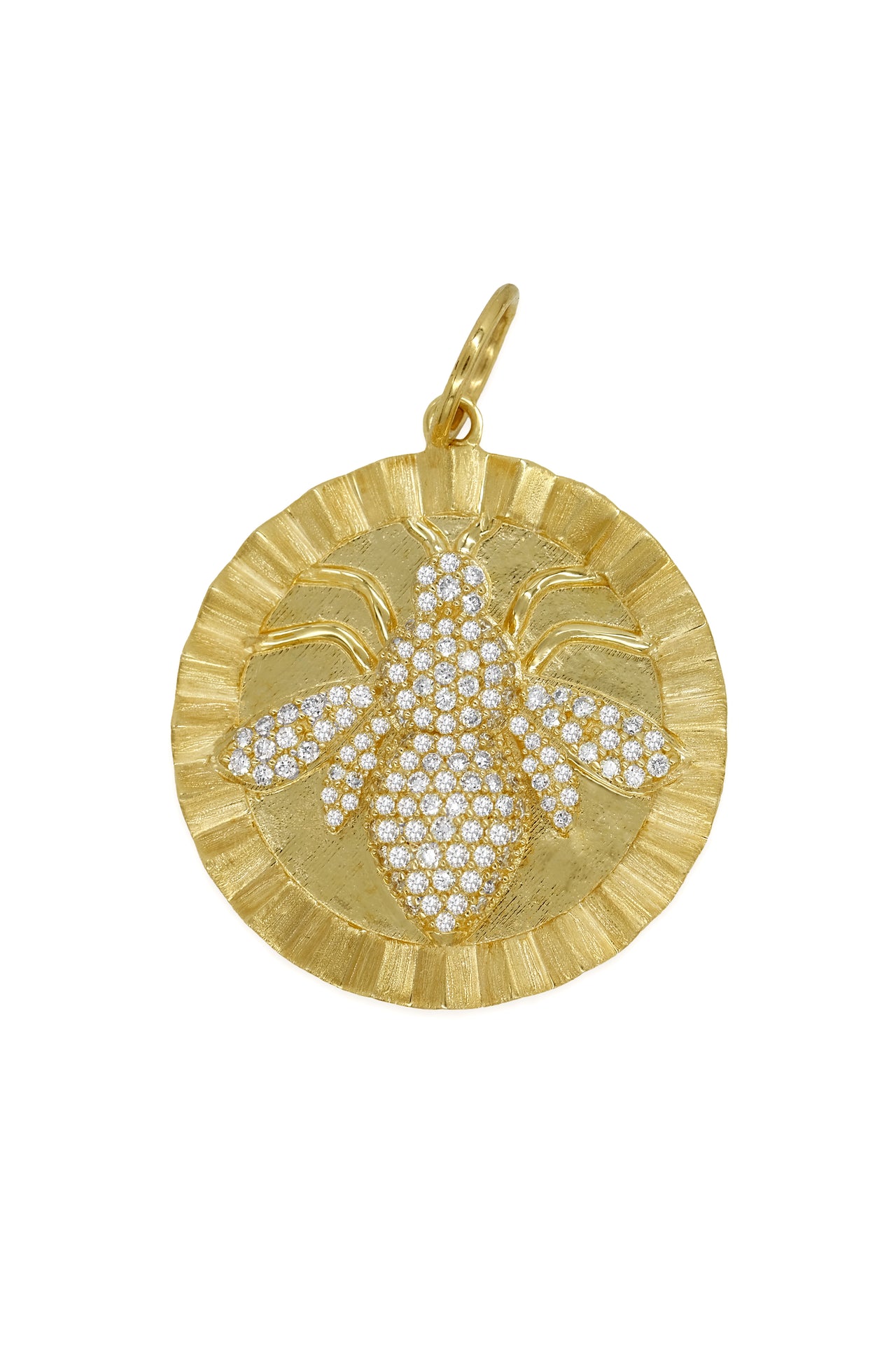 14k Yellow Gold Diamond Bumblebee Coin Charm