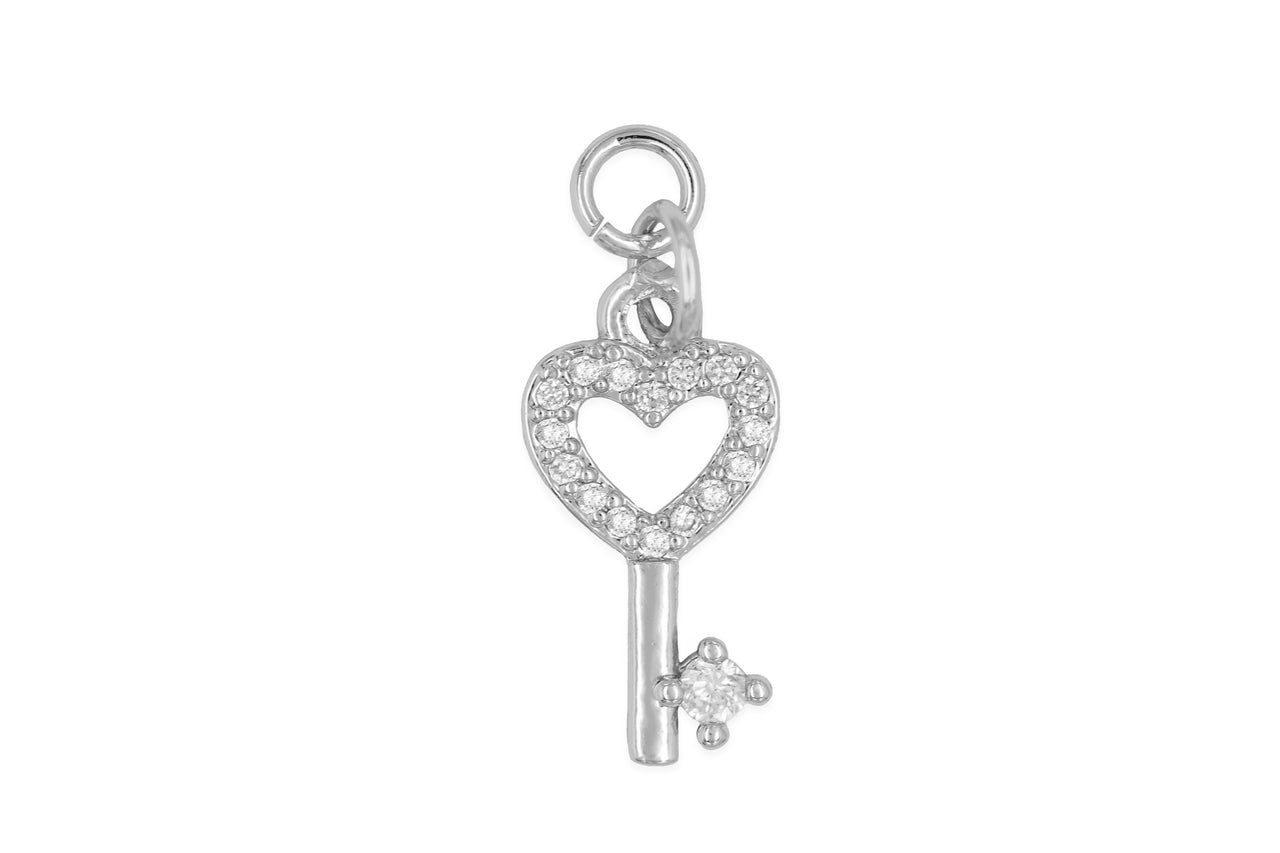 Sterling Pave Key to my Heart Charm