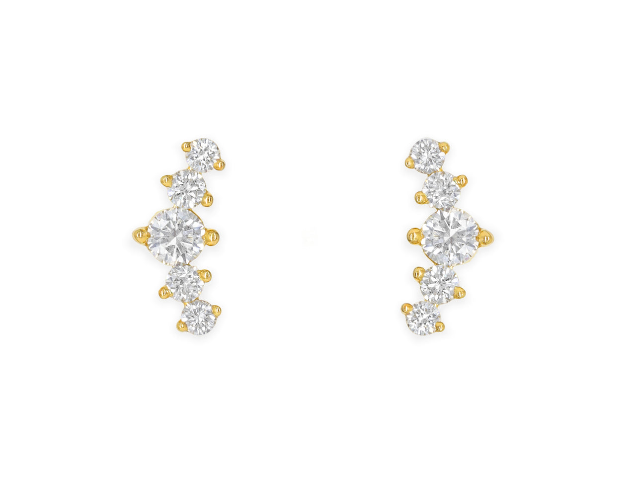 14k Yellow Gold Diamond Crawler Earrings