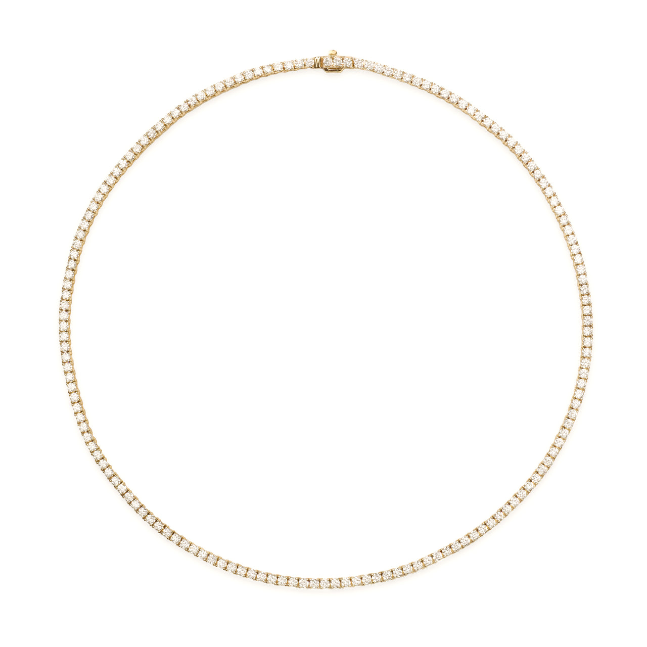 14k Large 4 Prong Yellow Gold Diamond Tennis Necklace