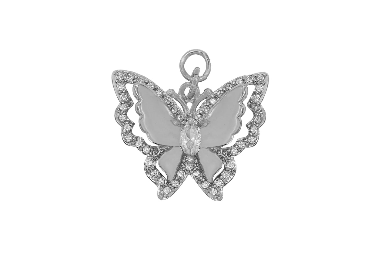 Silver Pave Large Pave Butterfly Charm