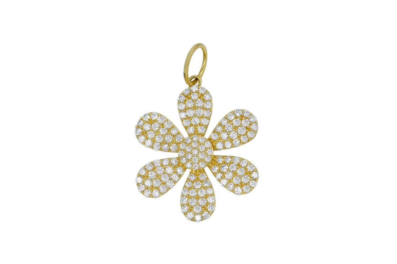 14k Yellow Gold Diamond Daisy Flower Charm