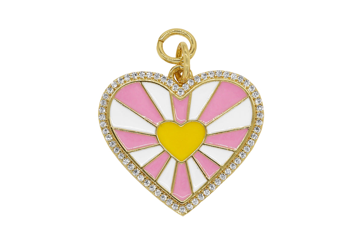 Gold Large Pink/Yellow Heart