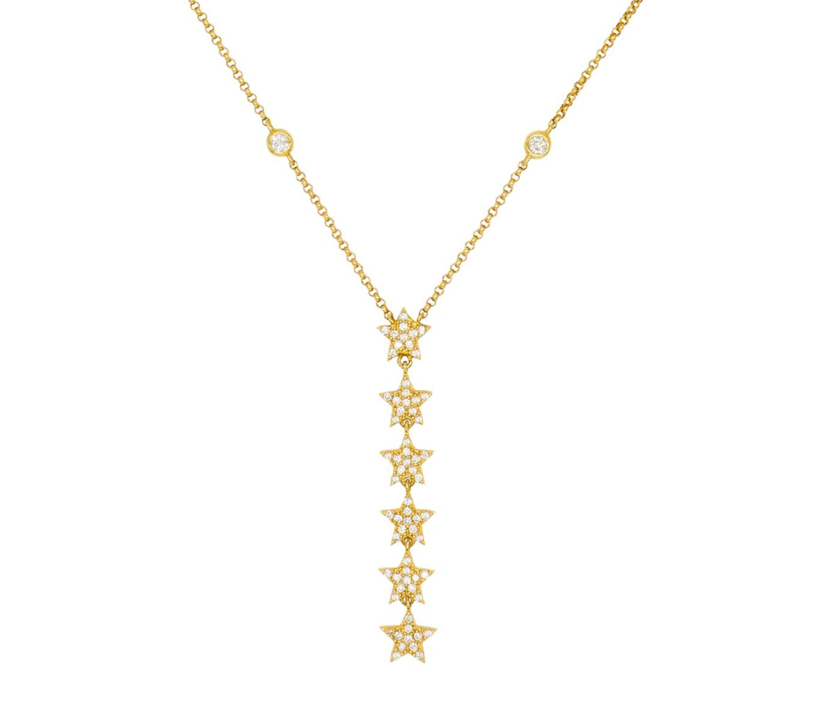 14k Yellow Gold Diamond  Star/Bezel Drop Necklace