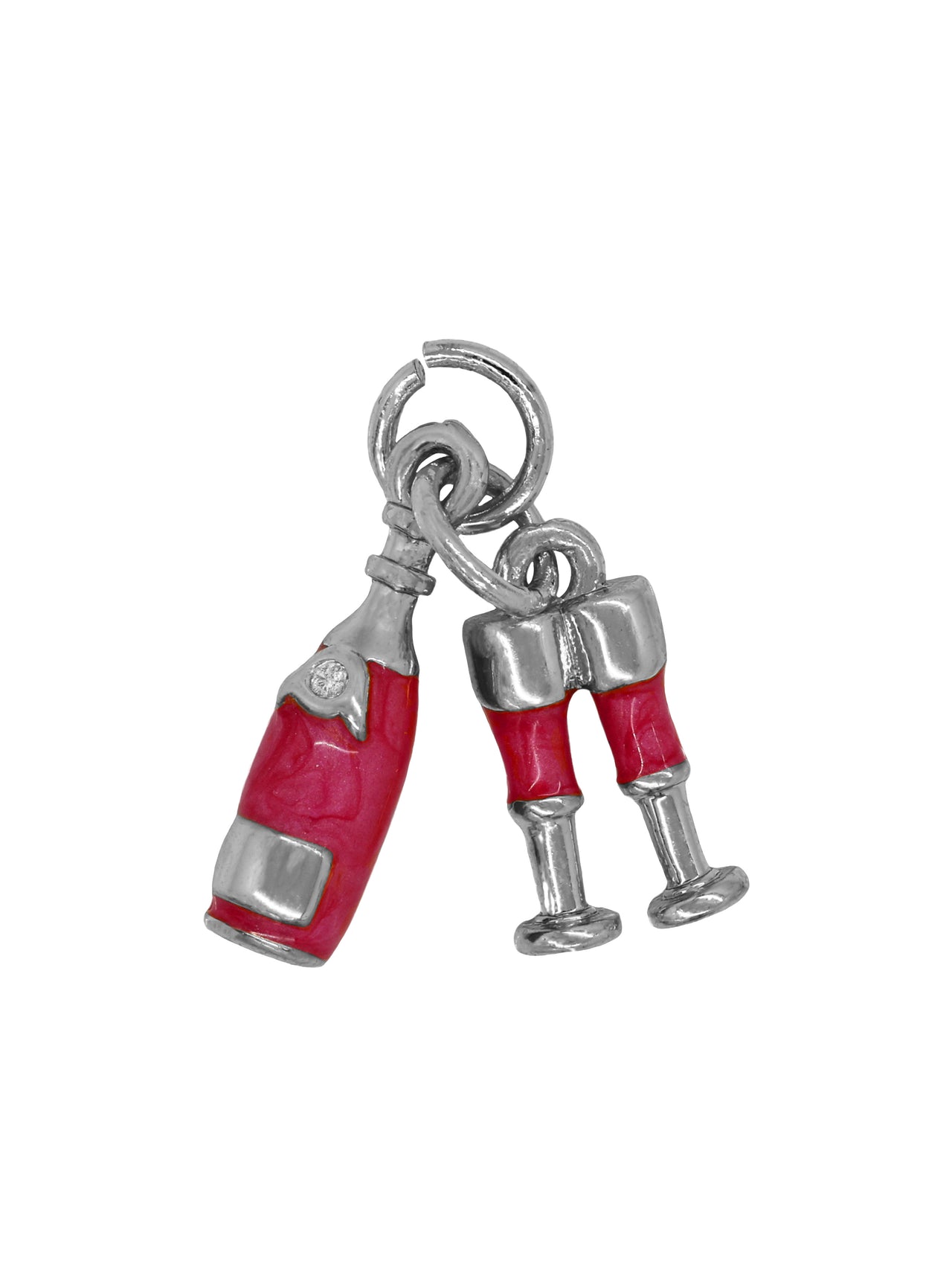 Silver Pink Champagne Duo Charm