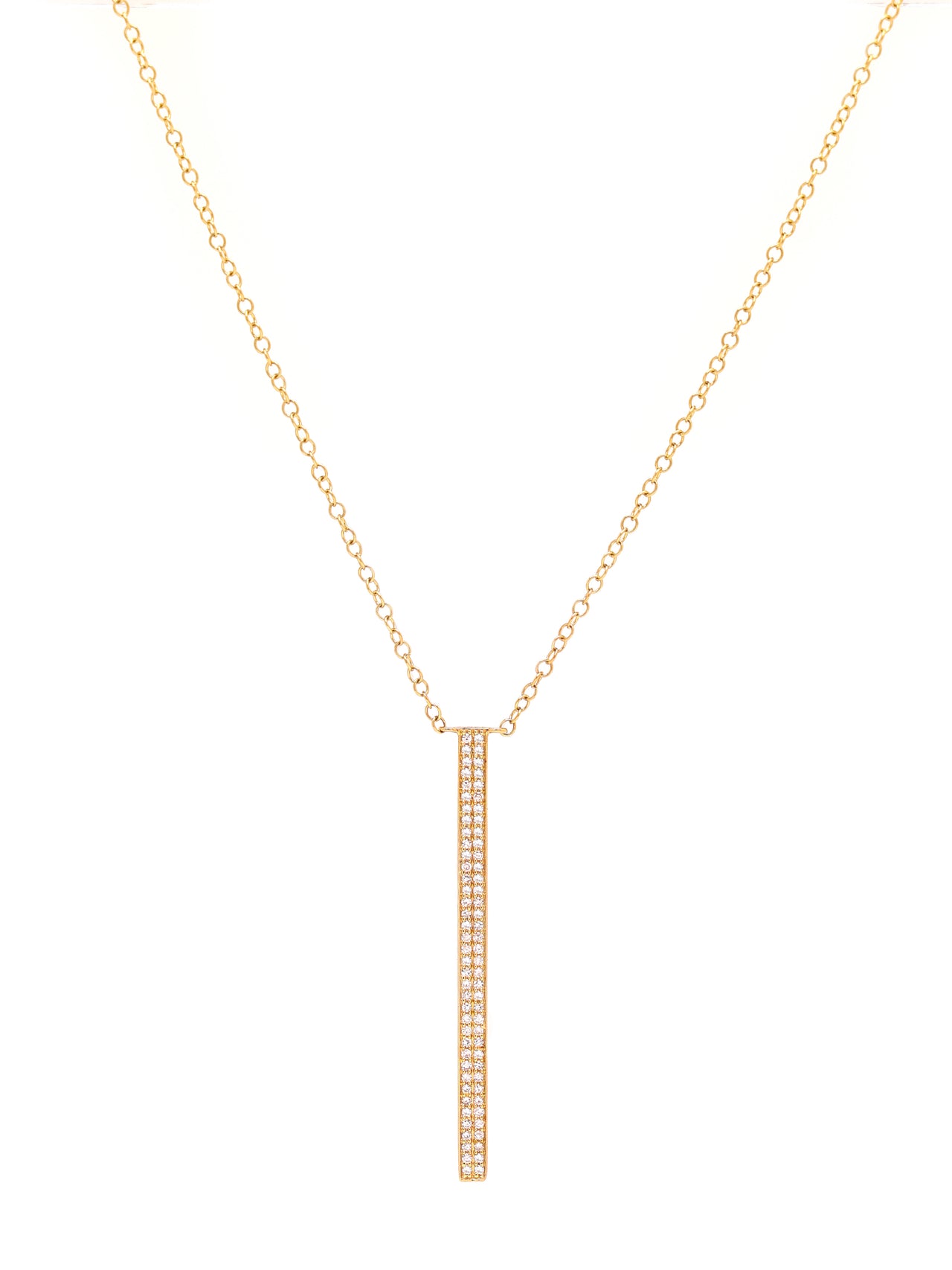 14k Yellow Gold Double Diamond Bar Necklace