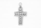 Silver Pave Beaded Cross Charm