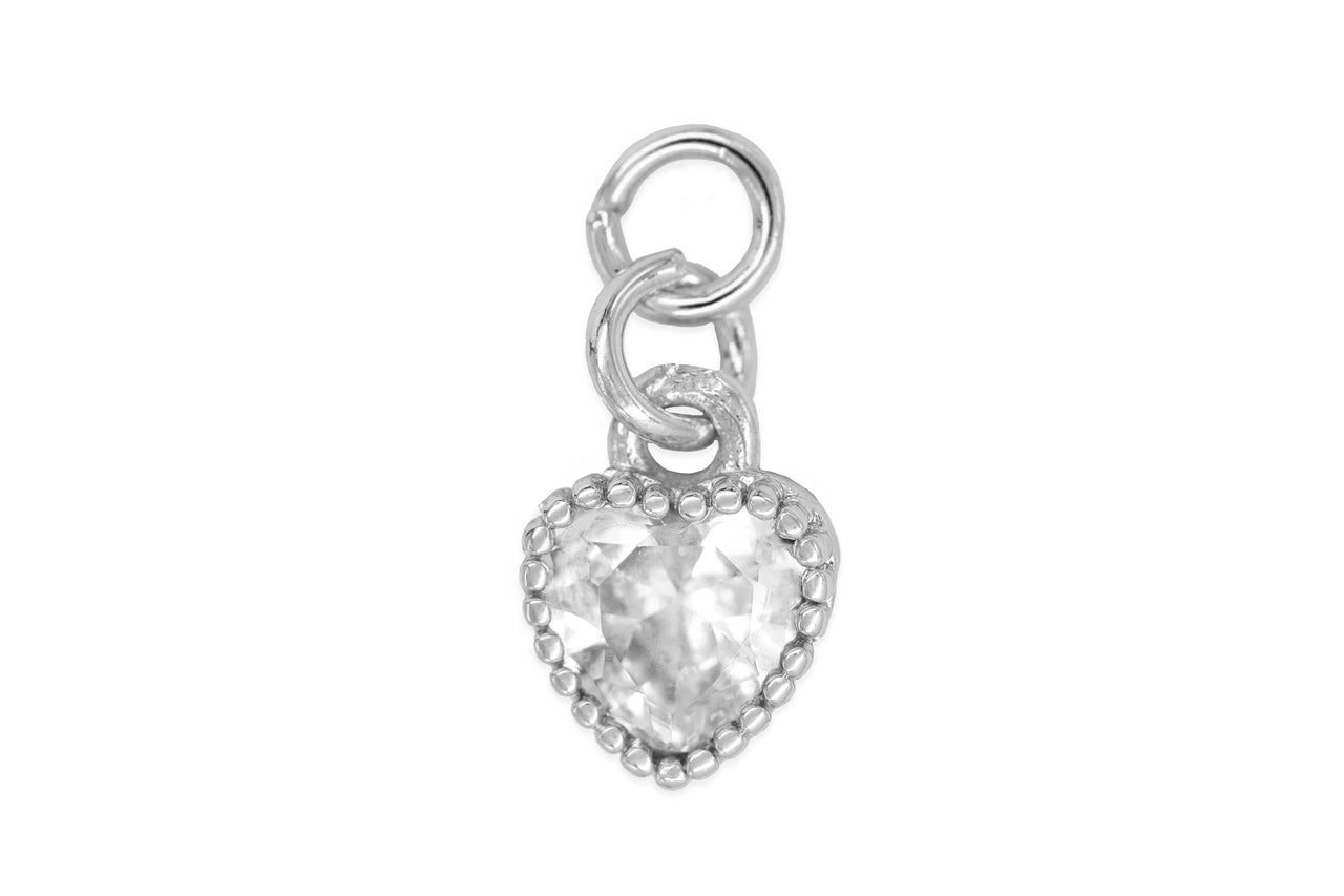 Silver Small Cubic Zirconia Heart Charm