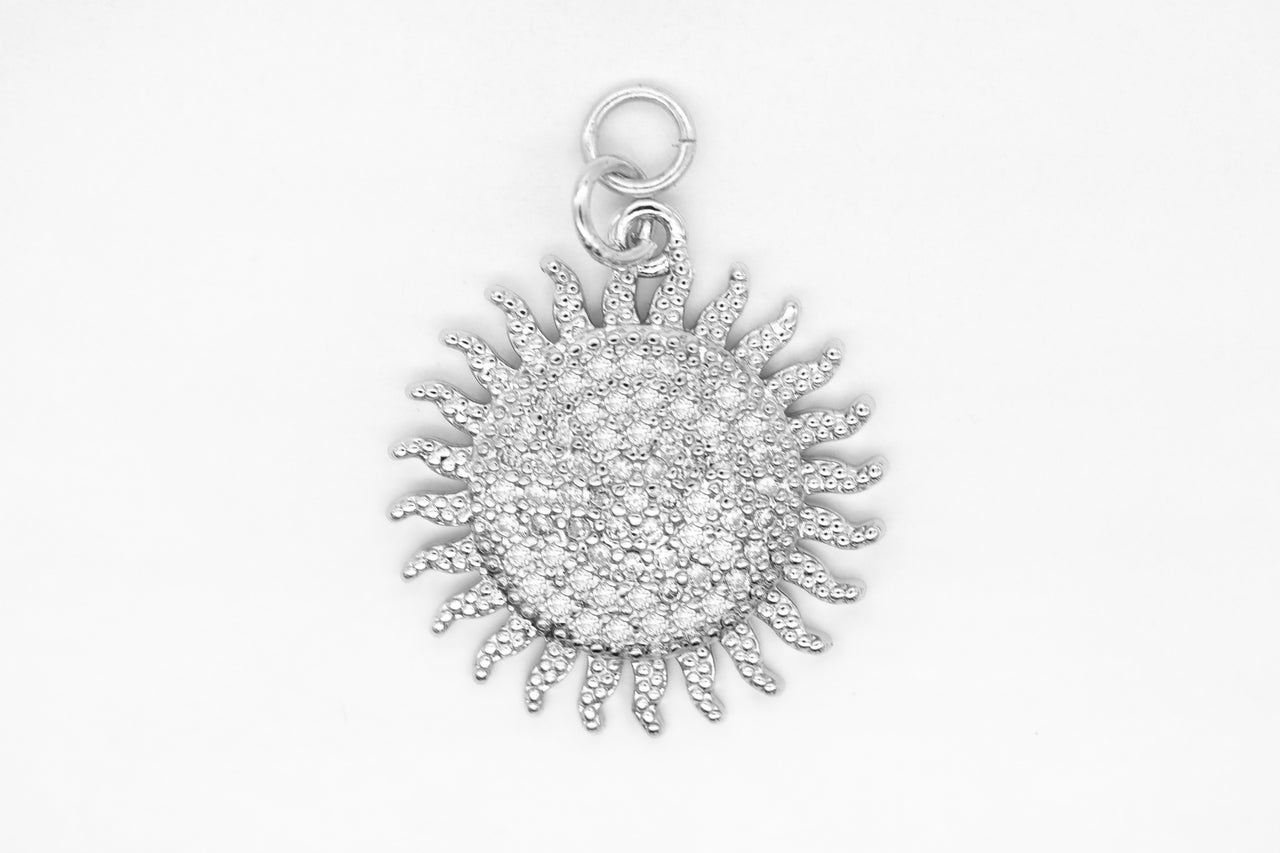 Silver Pave Sun Charm