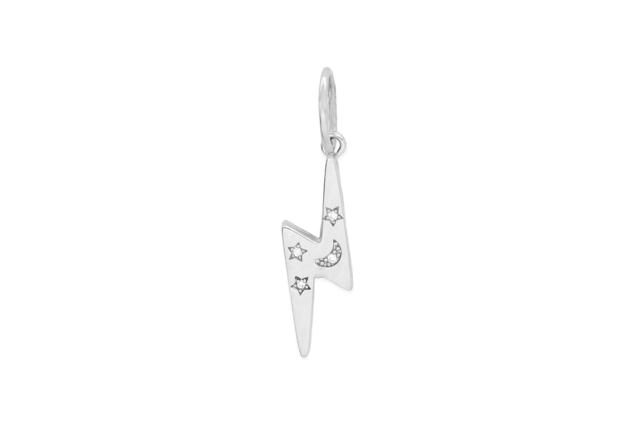 14k White Gold Diamond Reversible Lightning Bolt Charm