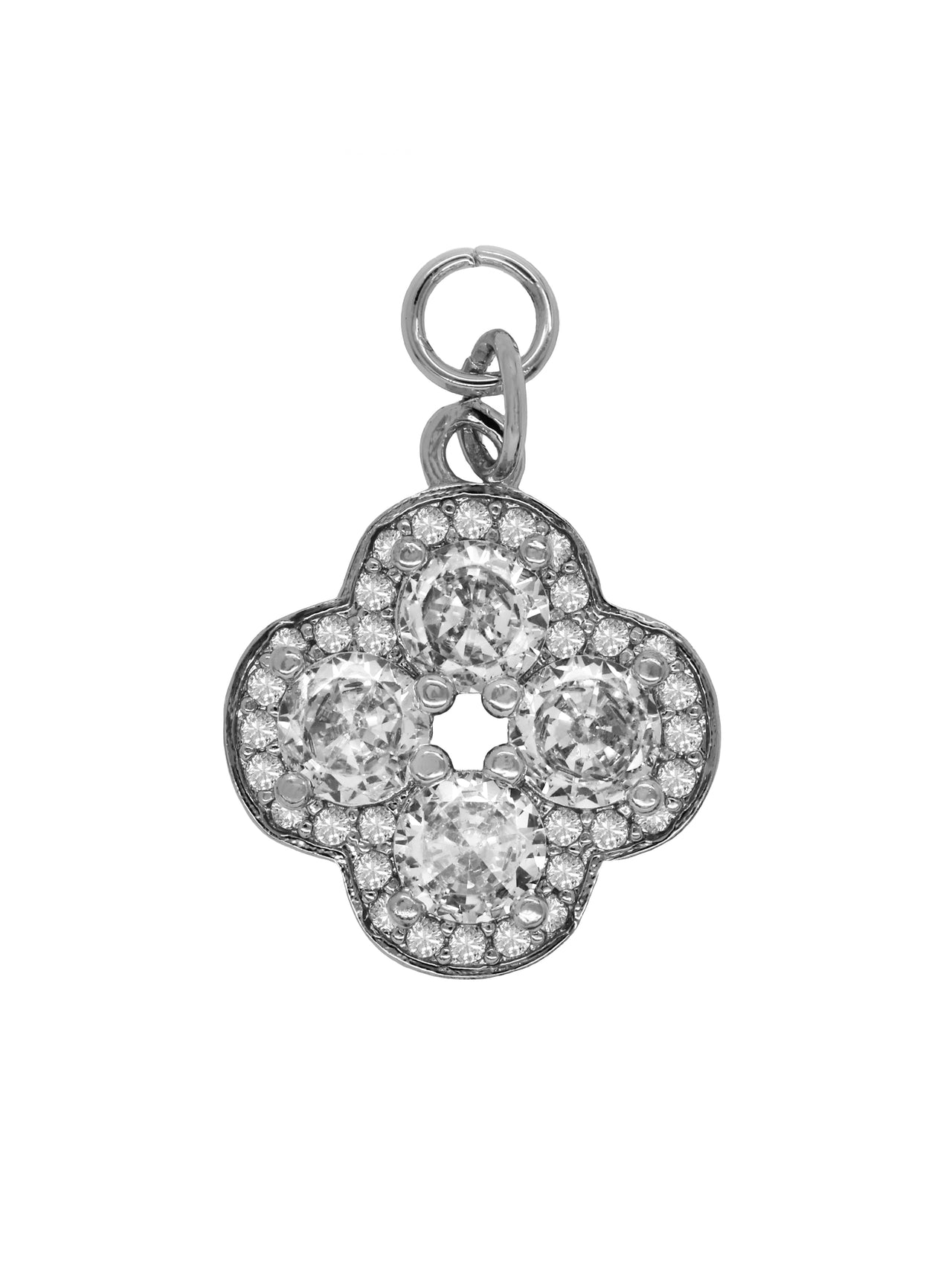 Silver Large Rhinestone Clover Charm