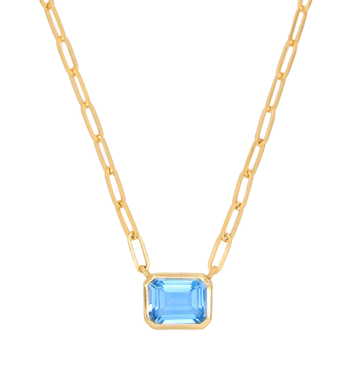 14k Yellow Gold Blue Topaz Necklace