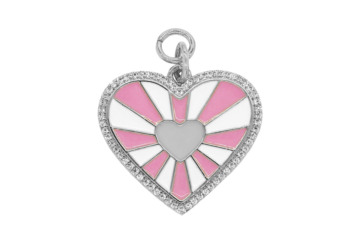 Silver Large Pink/Yellow Heart