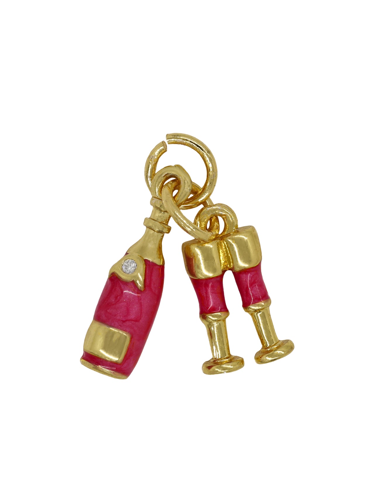 Gold Pink Champagne Duo Charm