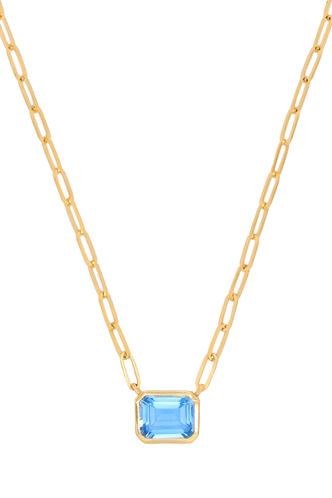 14k Yellow Gold Blue Topaz Necklace