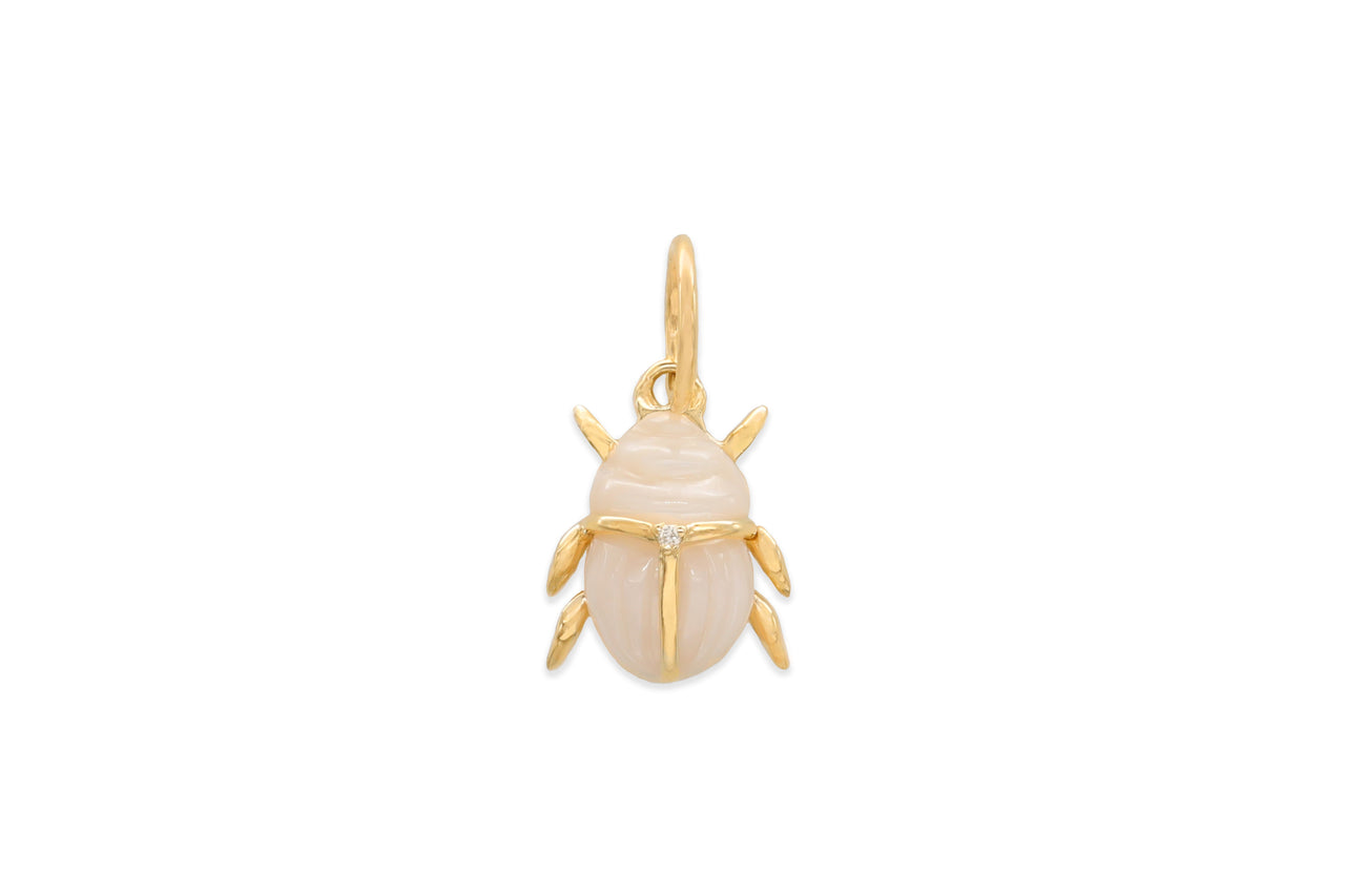 14k Yellow Gold Diamond/Mother of Pearl Scarab Charm