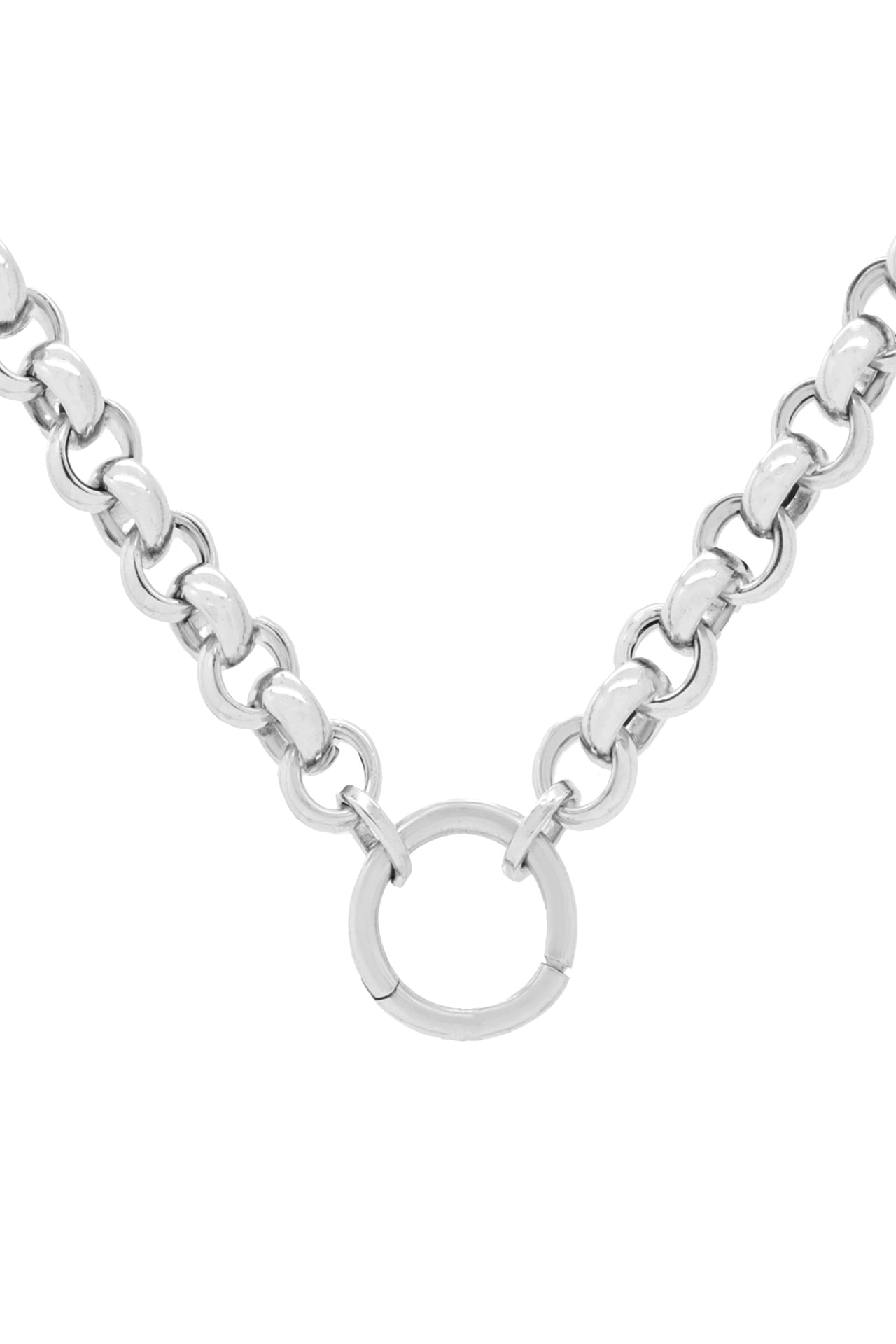 14k White Gold Rolo Charm Chain Necklace