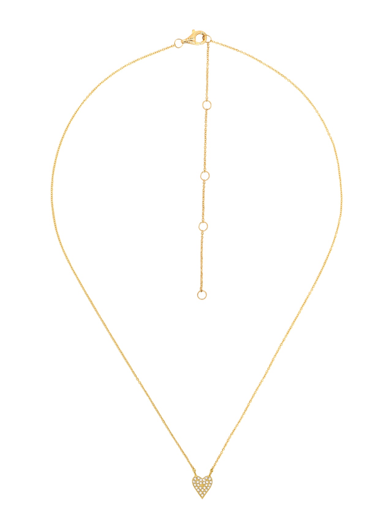 14k Yellow Gold Small Diamond Heart Necklace