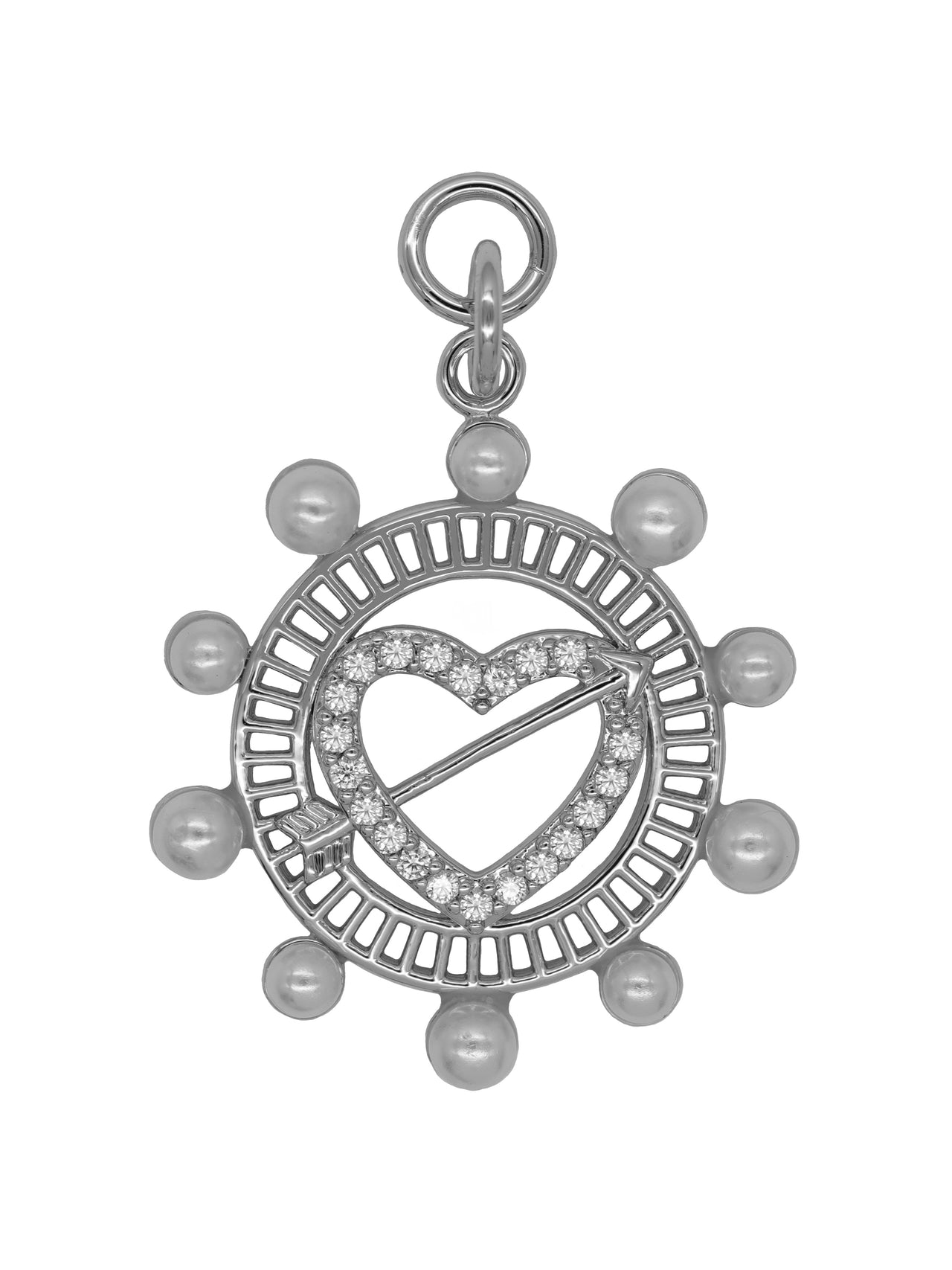 Silver Large Pearl Heart Charm