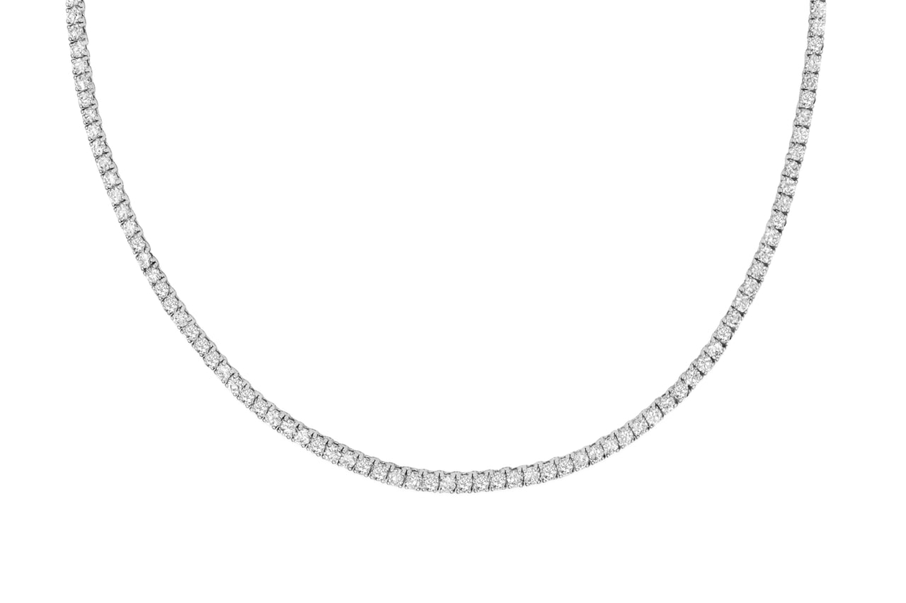 14k Extra Large 4 Prong White Gold Diamond Tennis Necklace