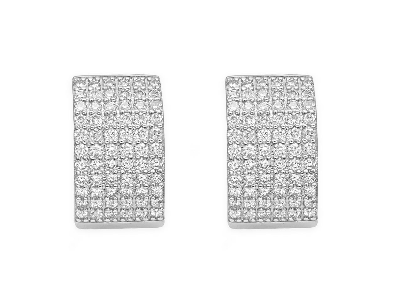 14k White Gold Diamond Pave Huggie Earrings