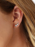 14k White Gold Diamond Star Crawler Earrings