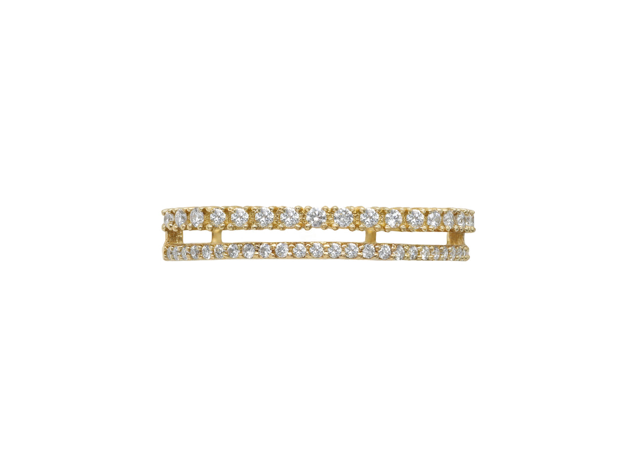 14k Yellow Gold Diamond Double Row Stackable Ring