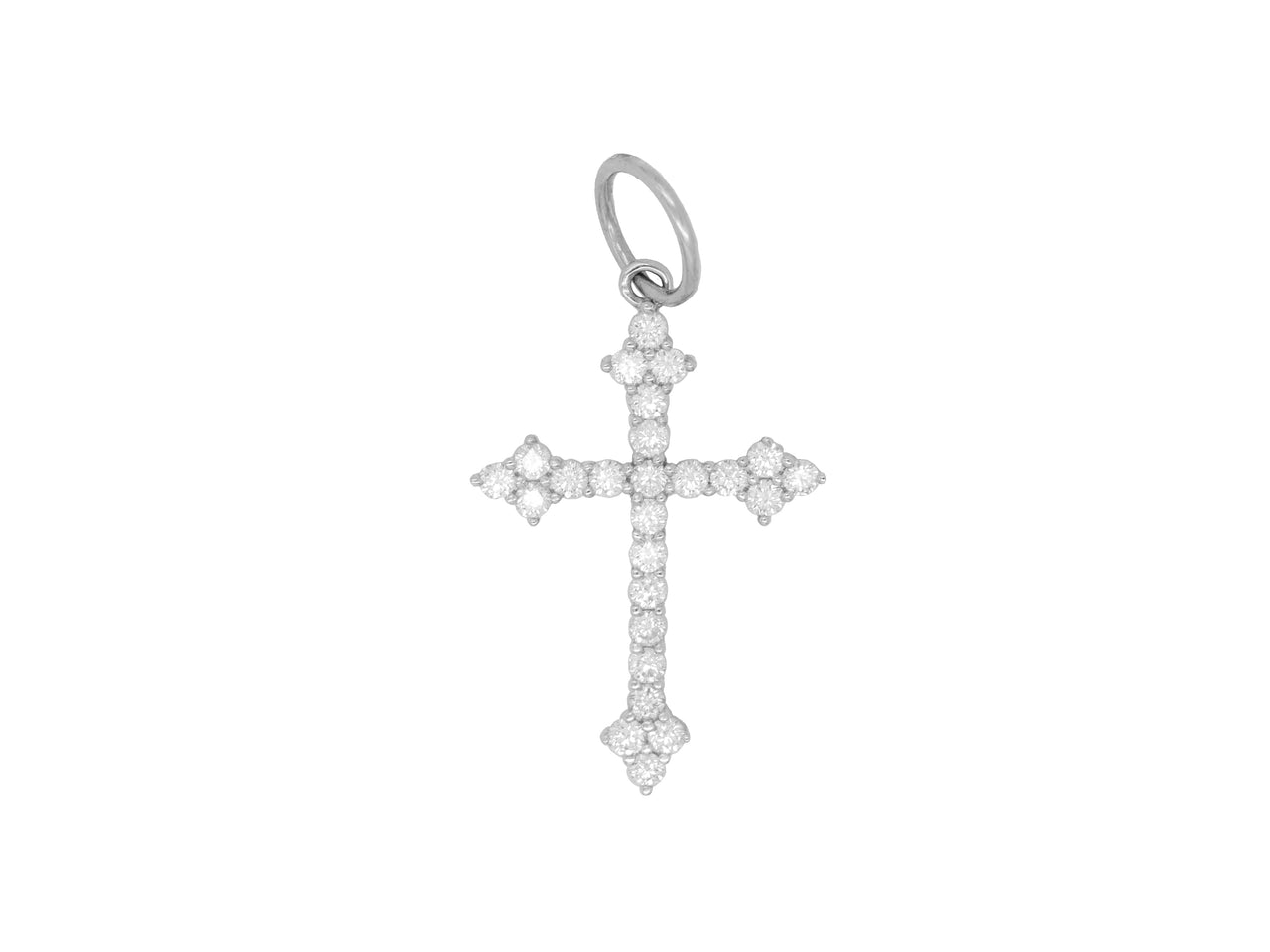 14k White Gold Diamond Cross Charm