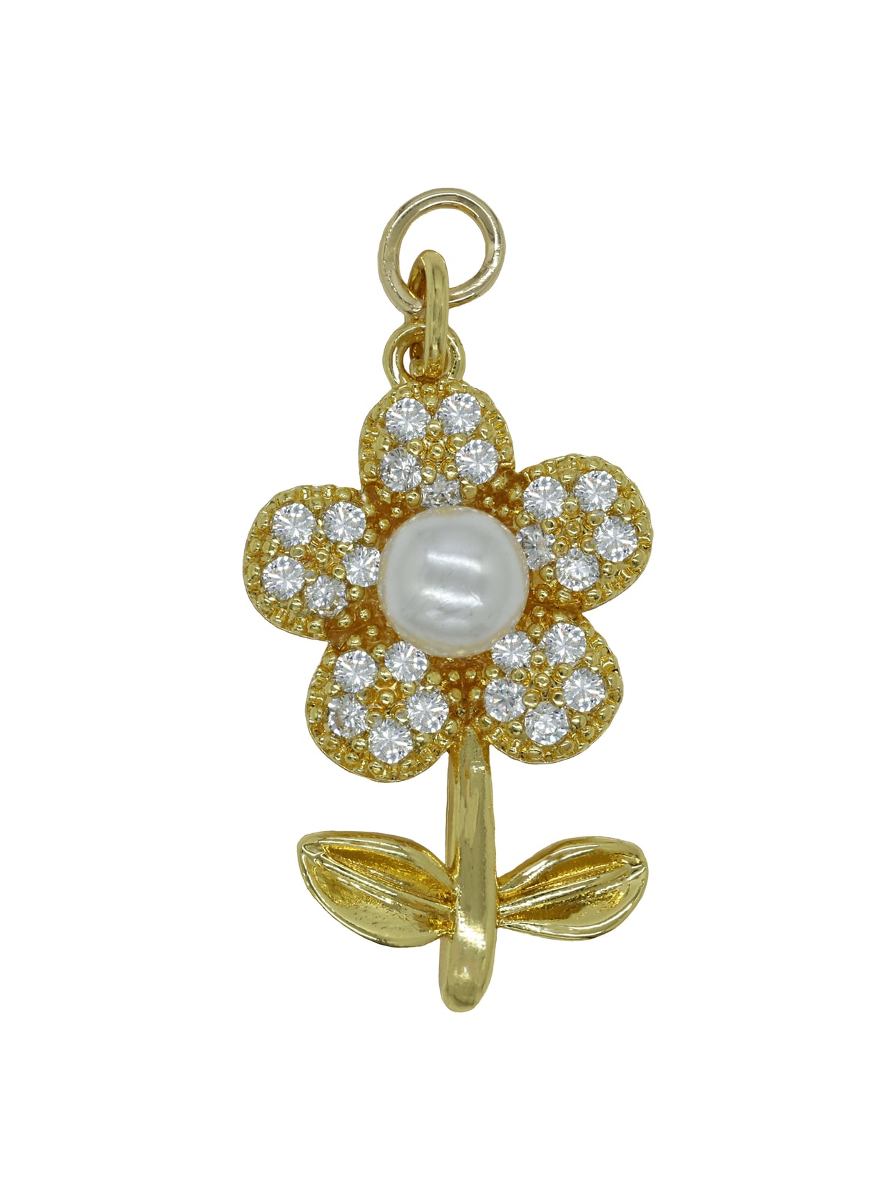 Gold Pearl Sunflower Charm