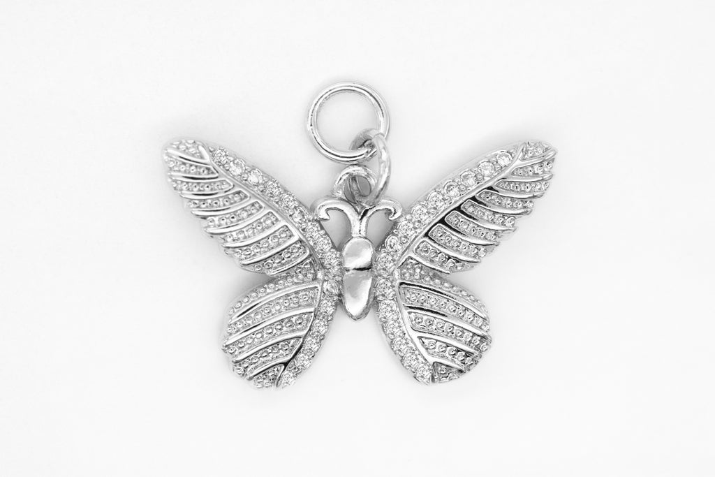 Silver Pave Butterfly Charm