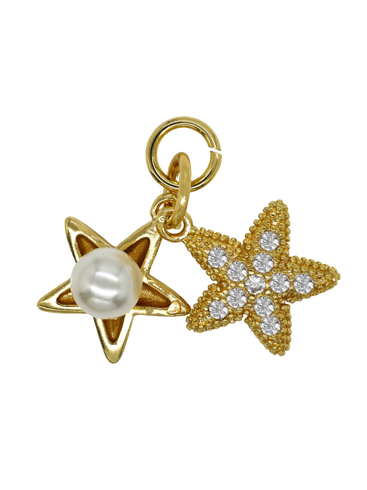 Gold Pave & Pearl Star Duo Charm