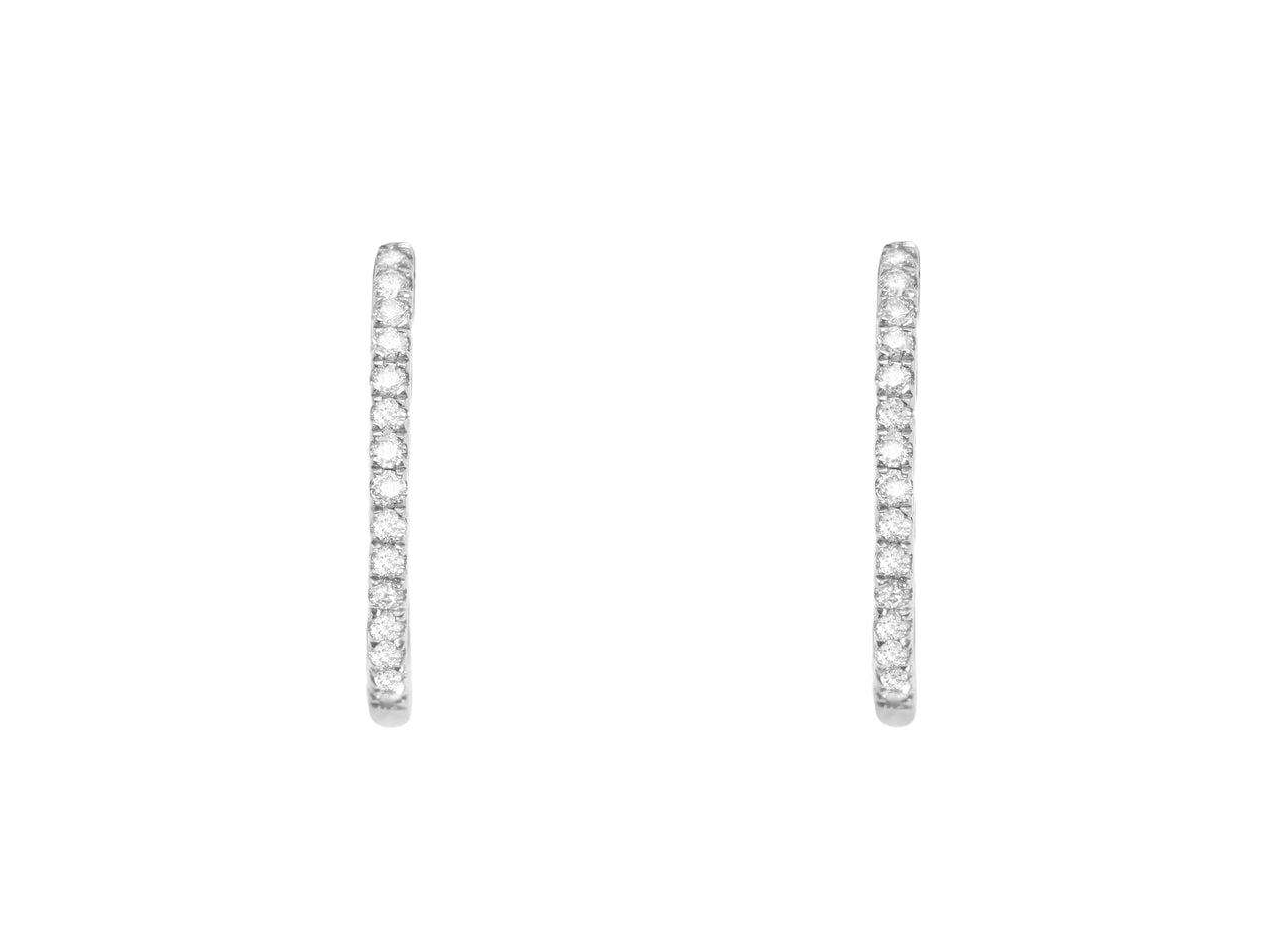 14k White Gold Small Diamond Huggie Earrings