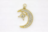 Gold Pave Large Star/Moon Charm