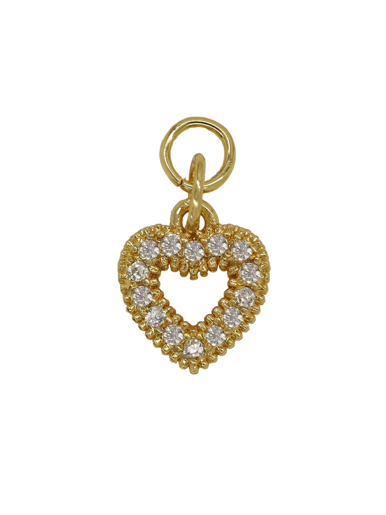 Gold Crystal Open Heart Charm