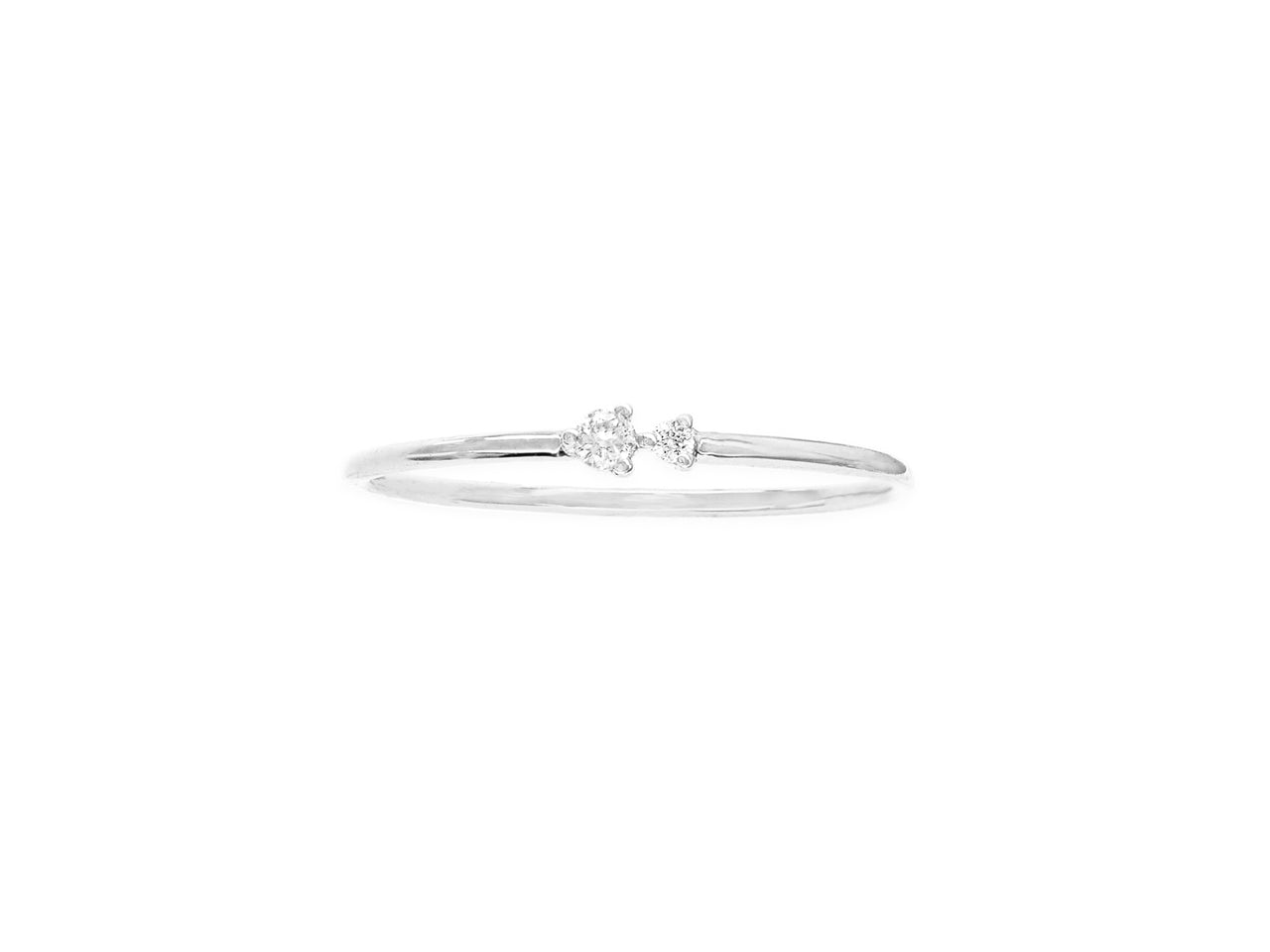 14k White Gold Diamond Arrow Stackable Ring