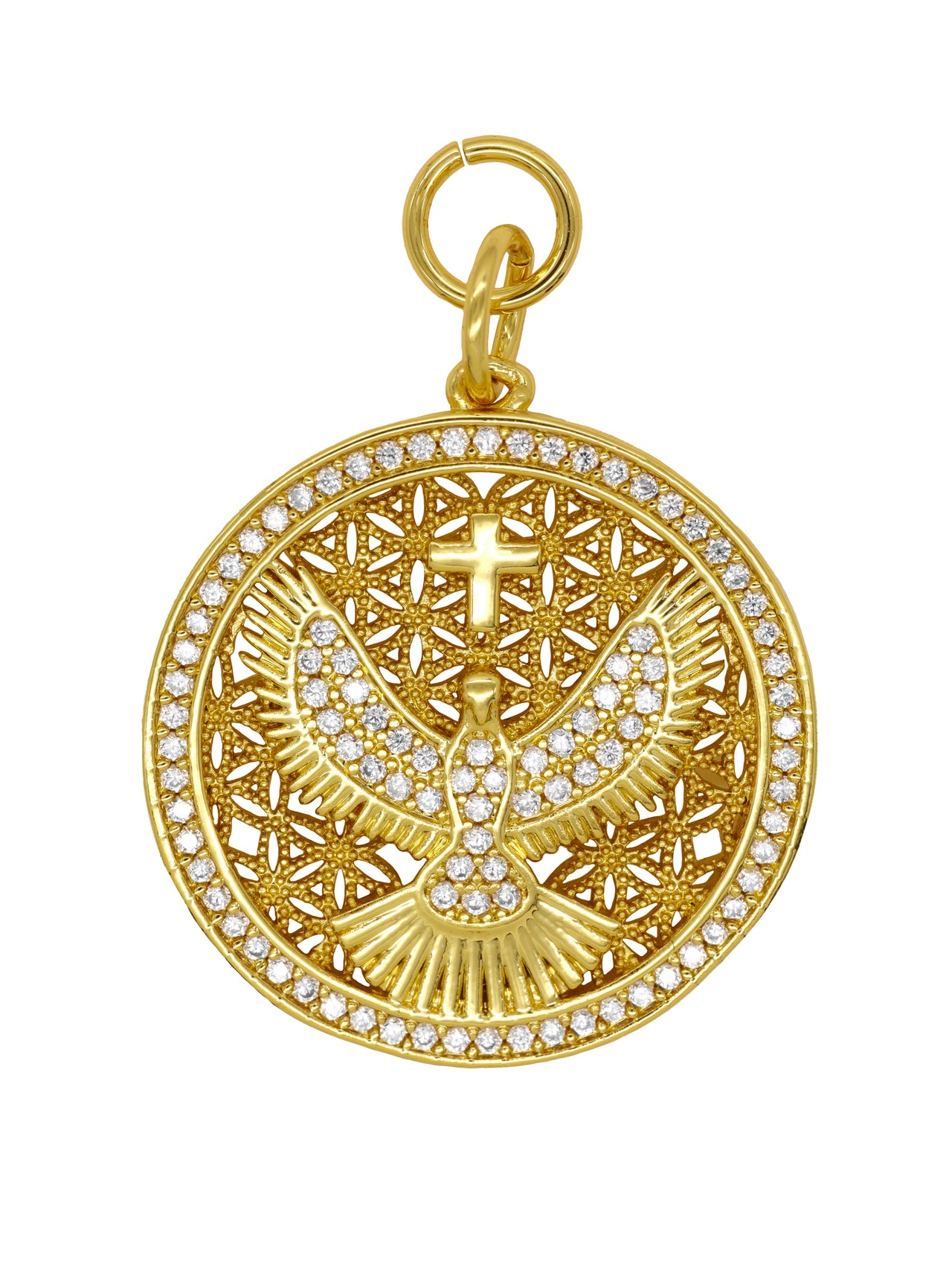 Gold Large Dove Coin Charm