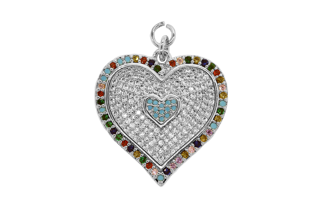 Silver Large Multi Color Cross