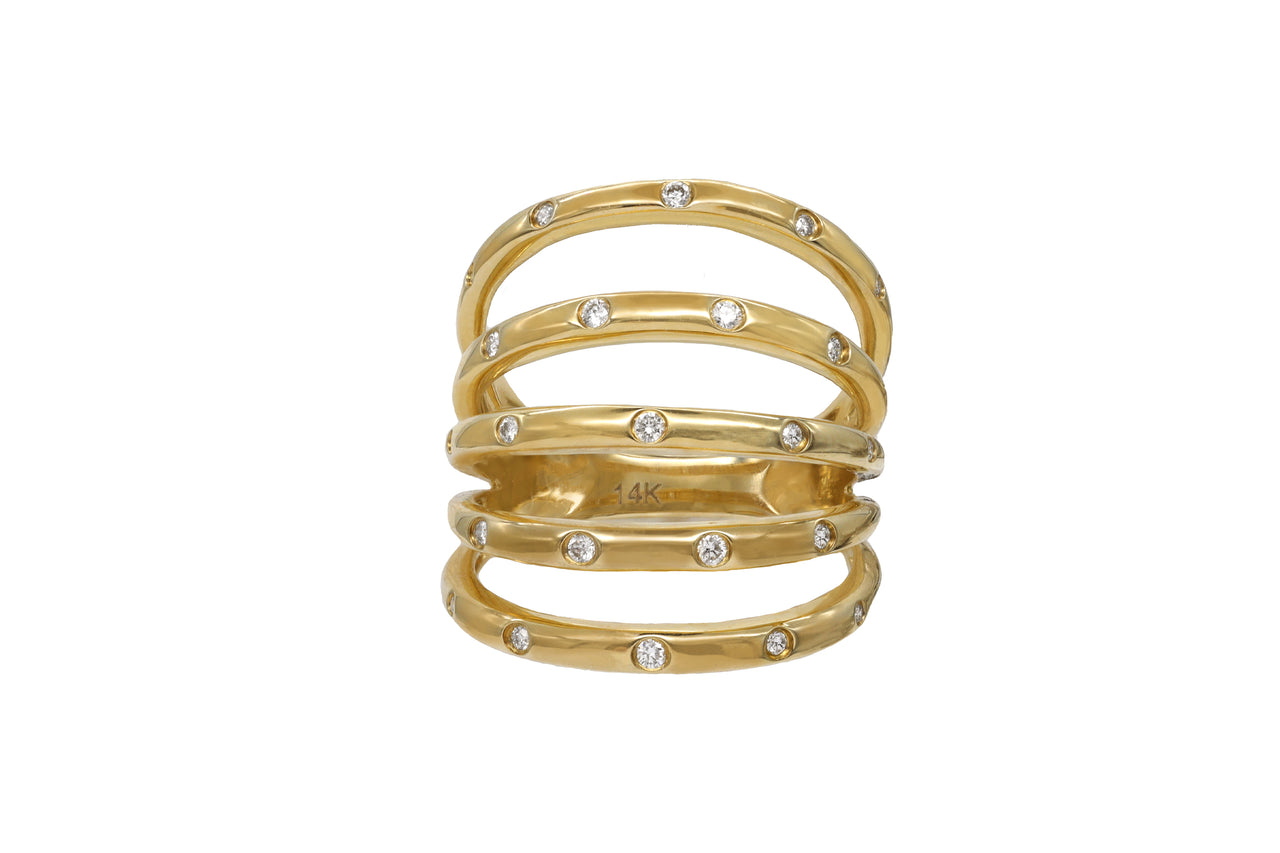 14k Yellow Gold Diamond Tunnel Ring