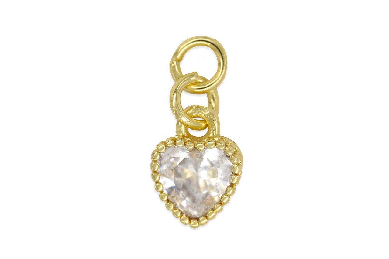 Gold Small Cubic Zirconia Heart Charm