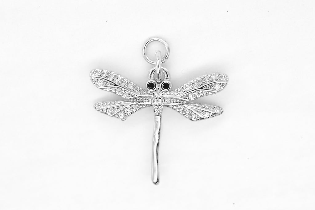 Silver Pave Large Dragonfly Charm