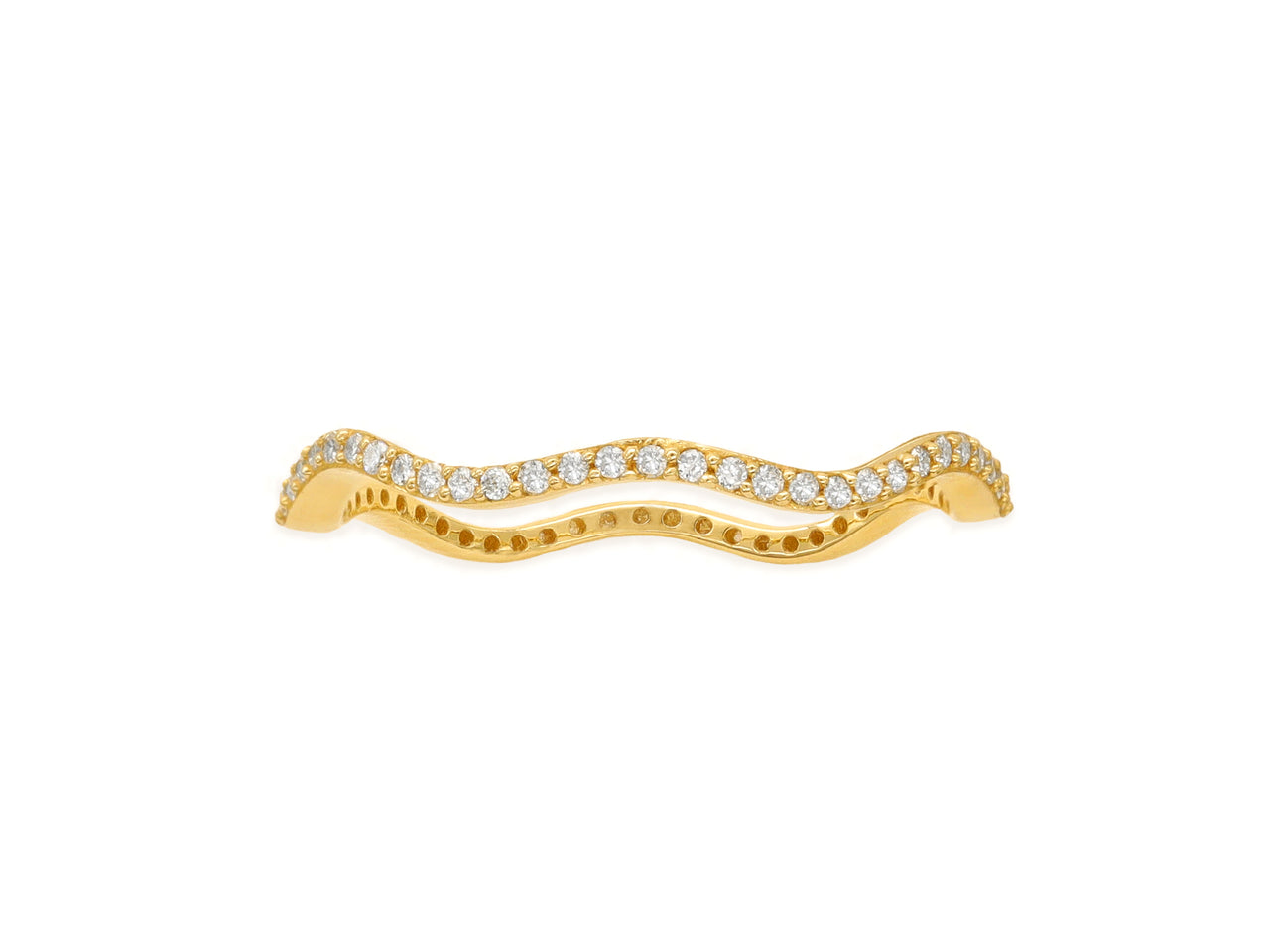 14k Yellow Gold Diamond Curvy Stackable Ring