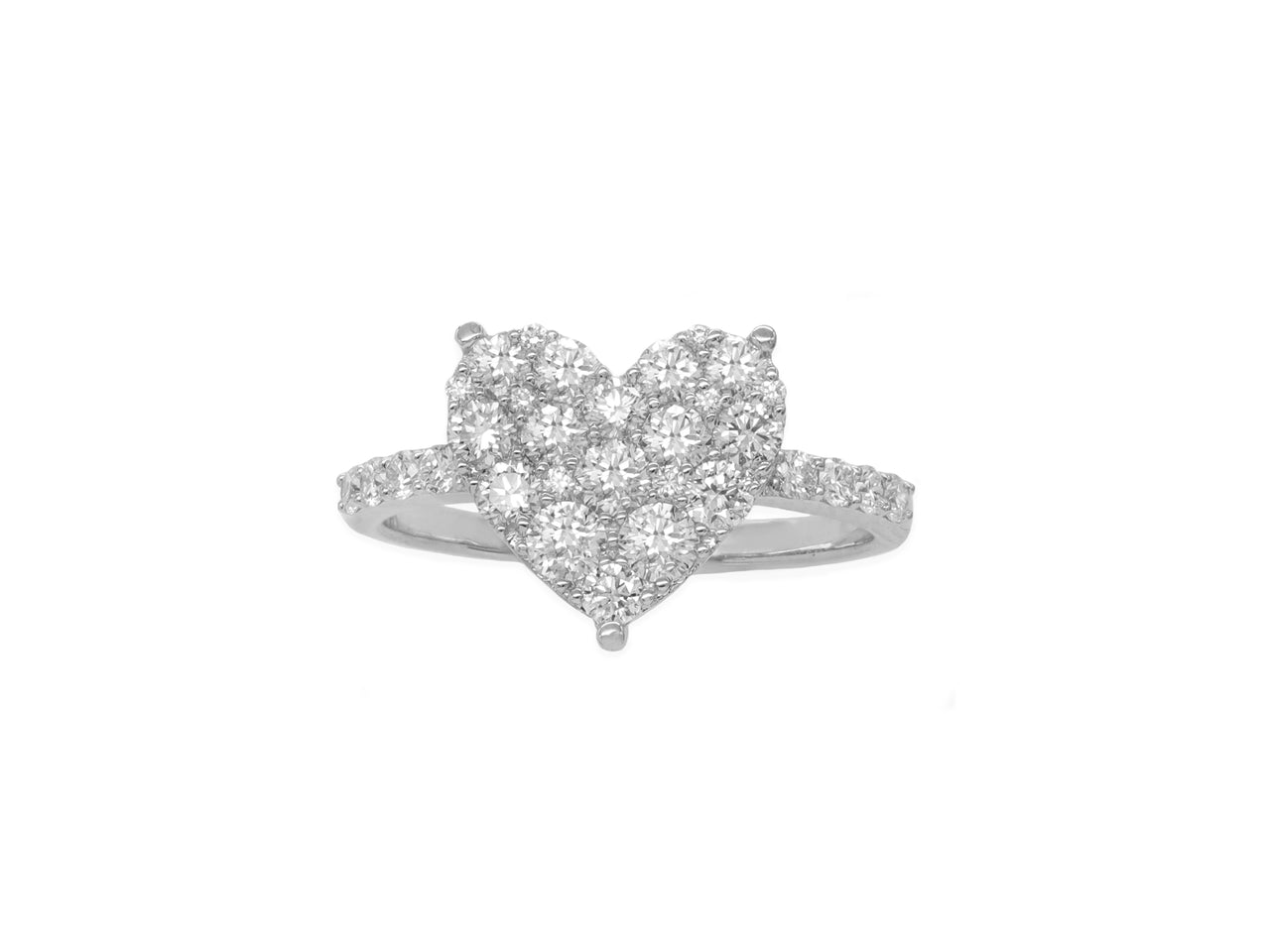 14k White Gold Diamond Large Heart Ring