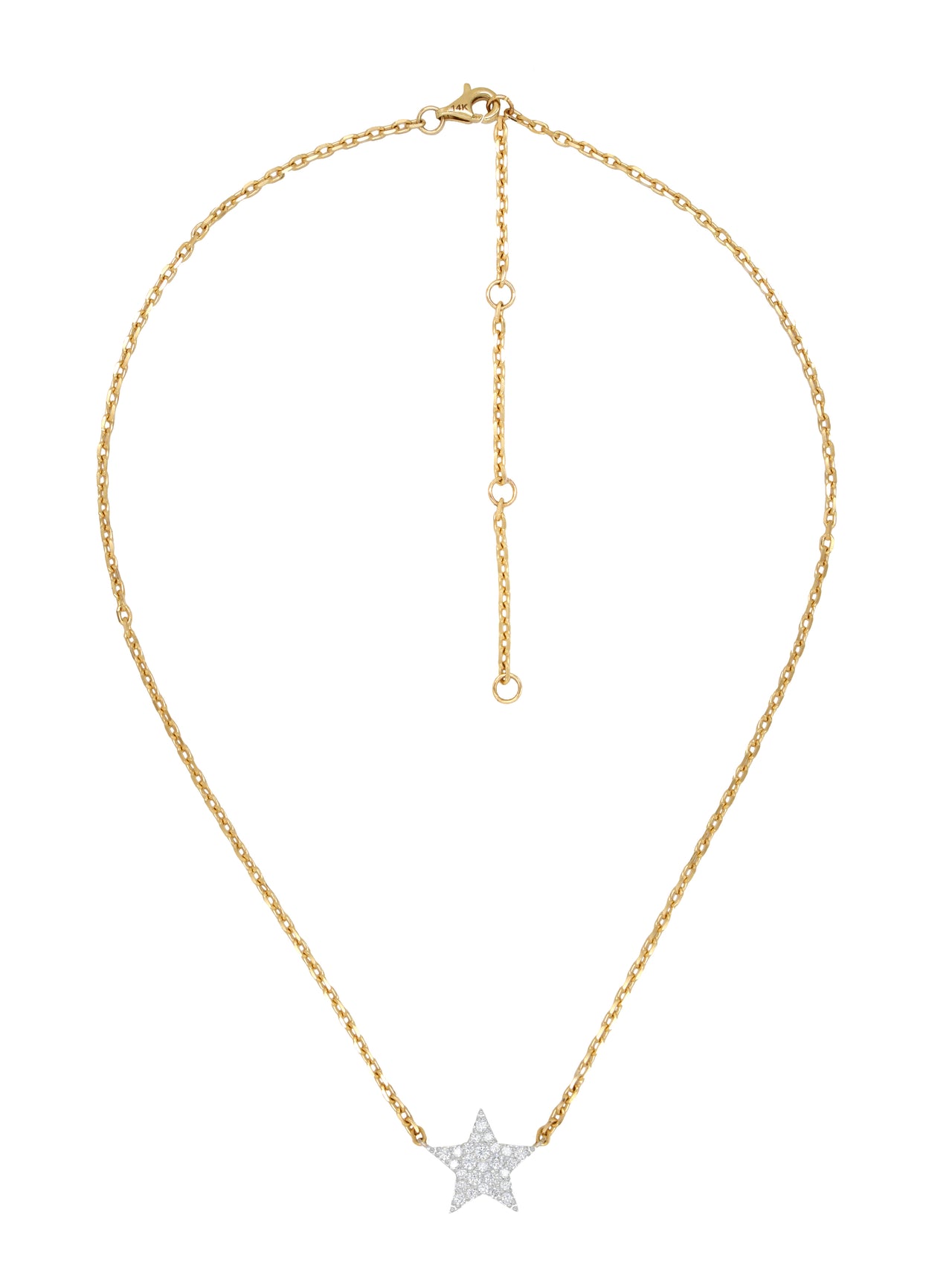 14k Yellow Gold Diamond Star Necklace