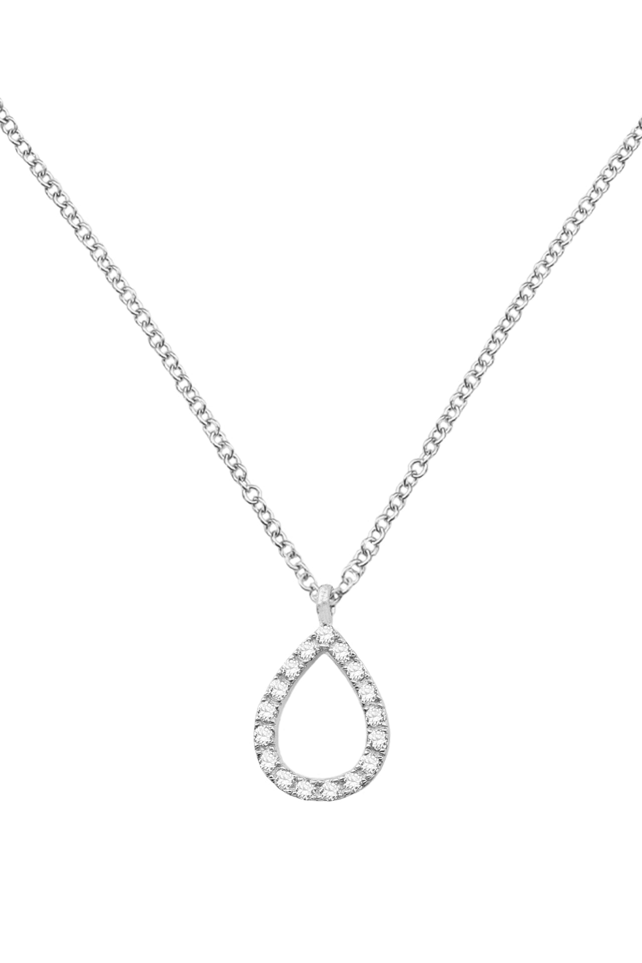 14k White Gold Diamond Rain Drop Necklace