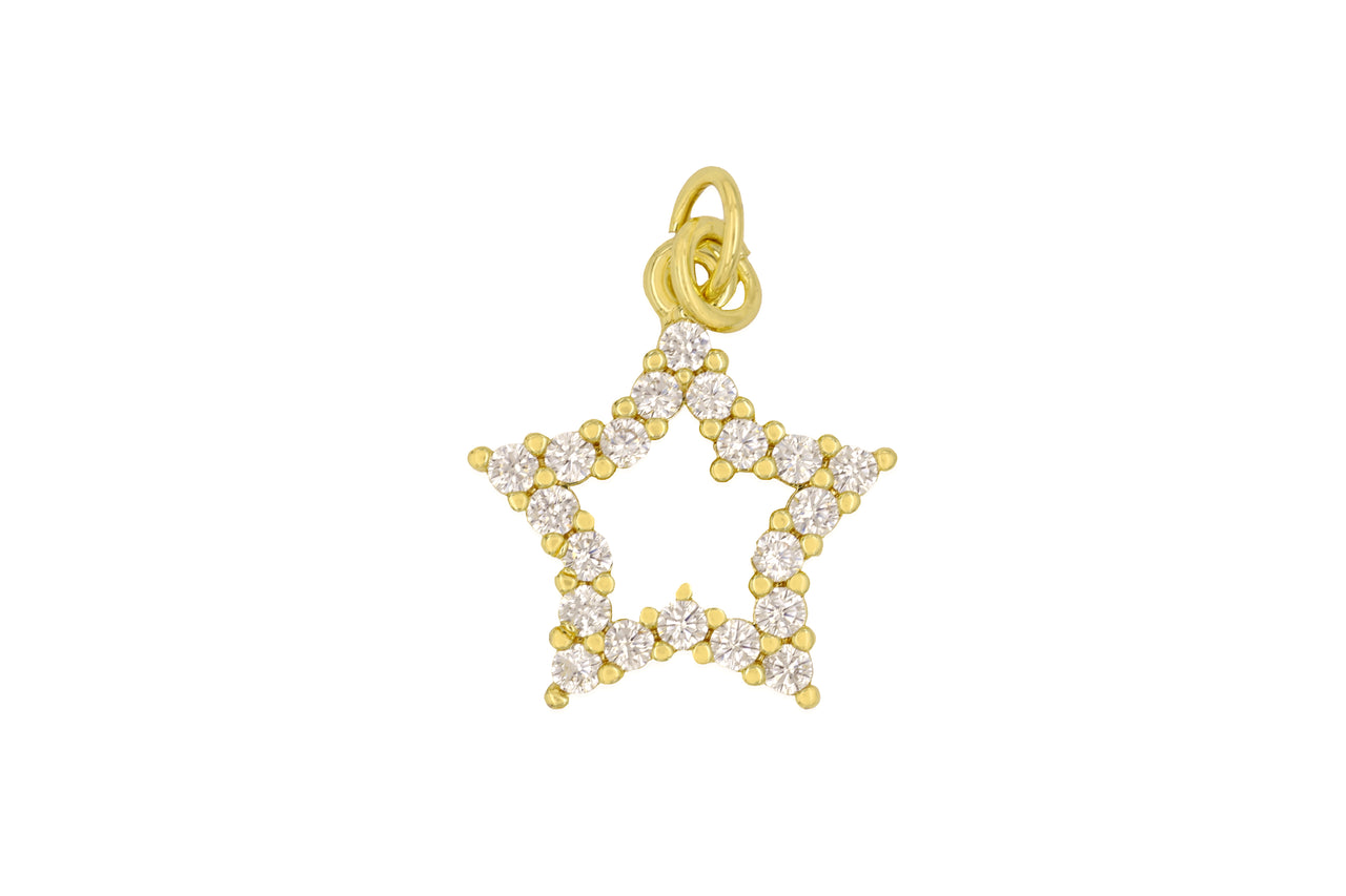 Gold Small Open Pave Star Charm